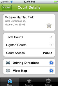 Tennis Courts in USA iPhone App